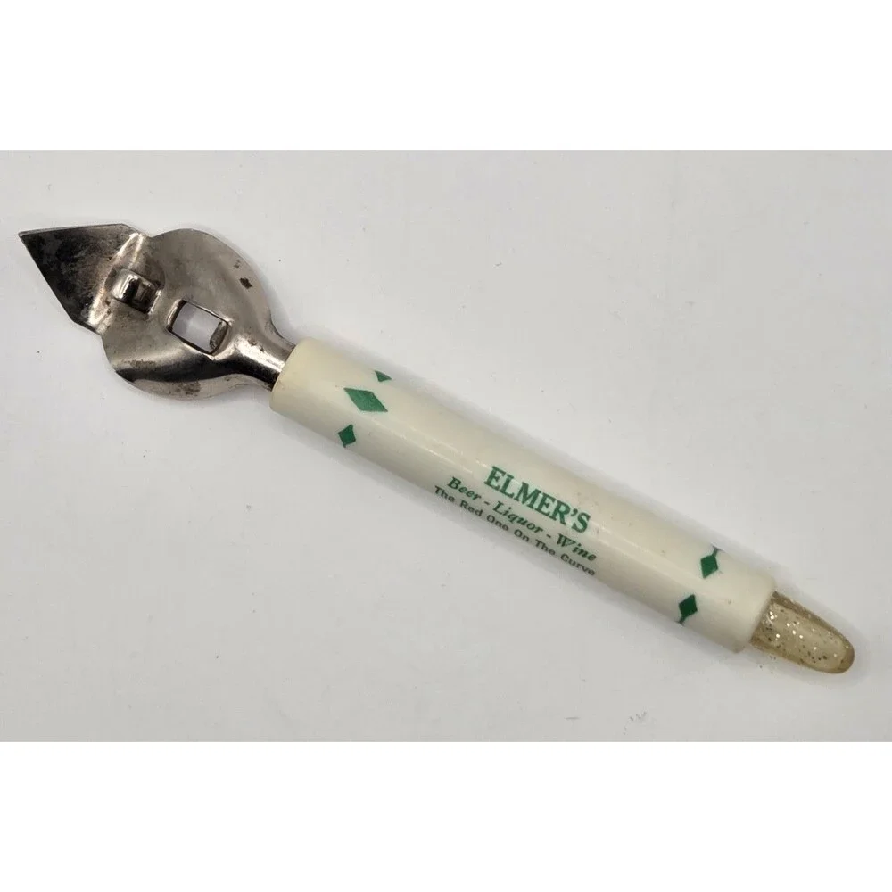 Vtg Elmers Beer Liquor Wine Plastic Diamond 2-Way Bottle Can Opener Church Key